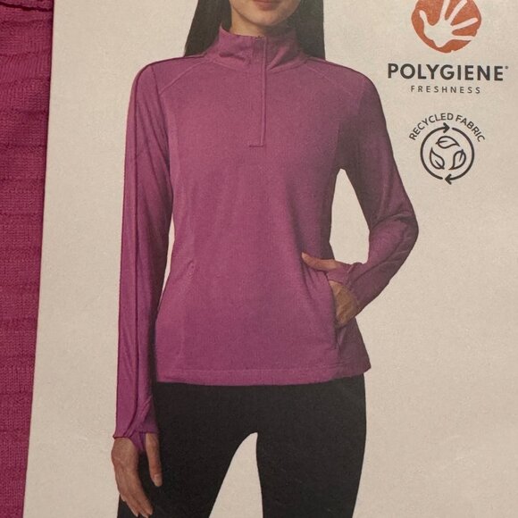 Mondetta Womens Top Long Sleeve Active Performance Pullover Medium 1/4 Zip Pink - Picture 6 of 10